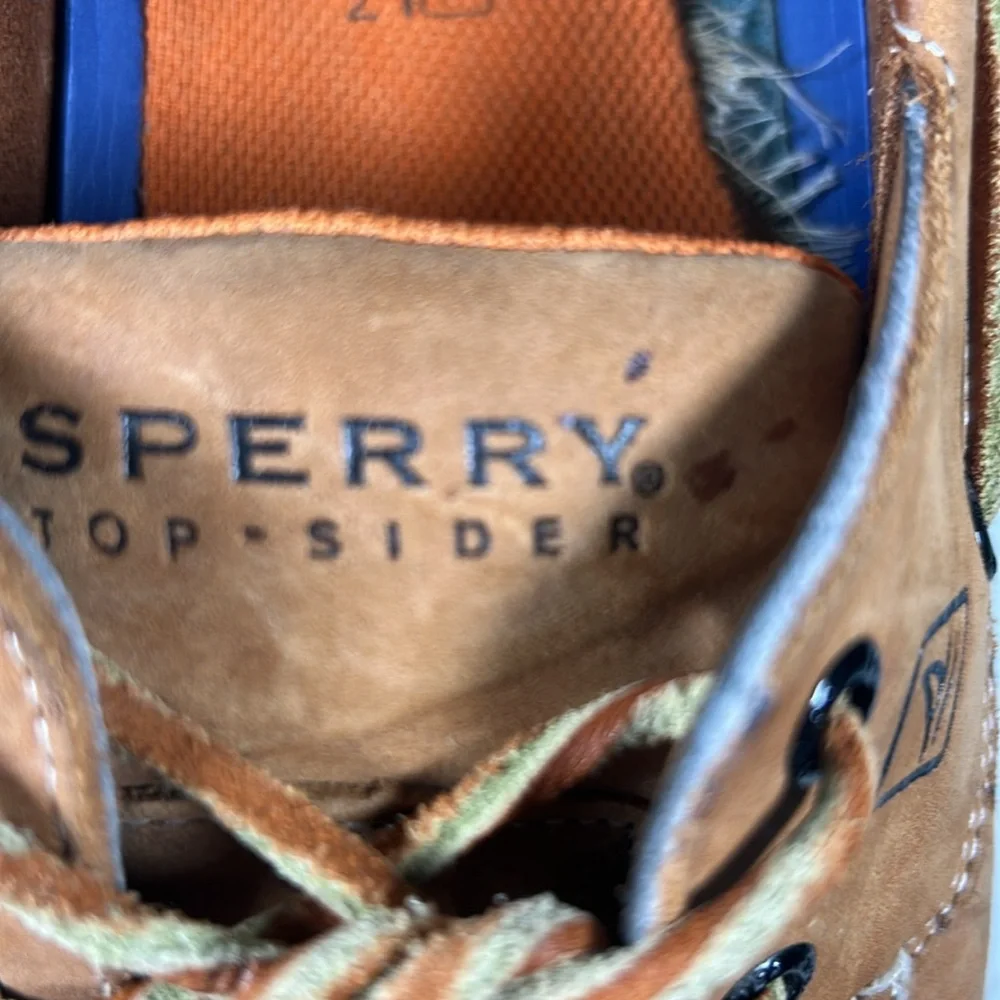 Sperry Men’s Top Sider Leather Boat Shoes Leather Ties Rubber Soles Size 11 M